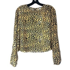 Zara Long Sleeve Flowy Button Up Leopard Print Top